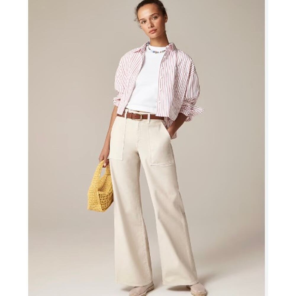 New! J.Crew Wm's Sz 30 Wide Leg Camp Pant Wide Leg Ivory MSRP $158 #574